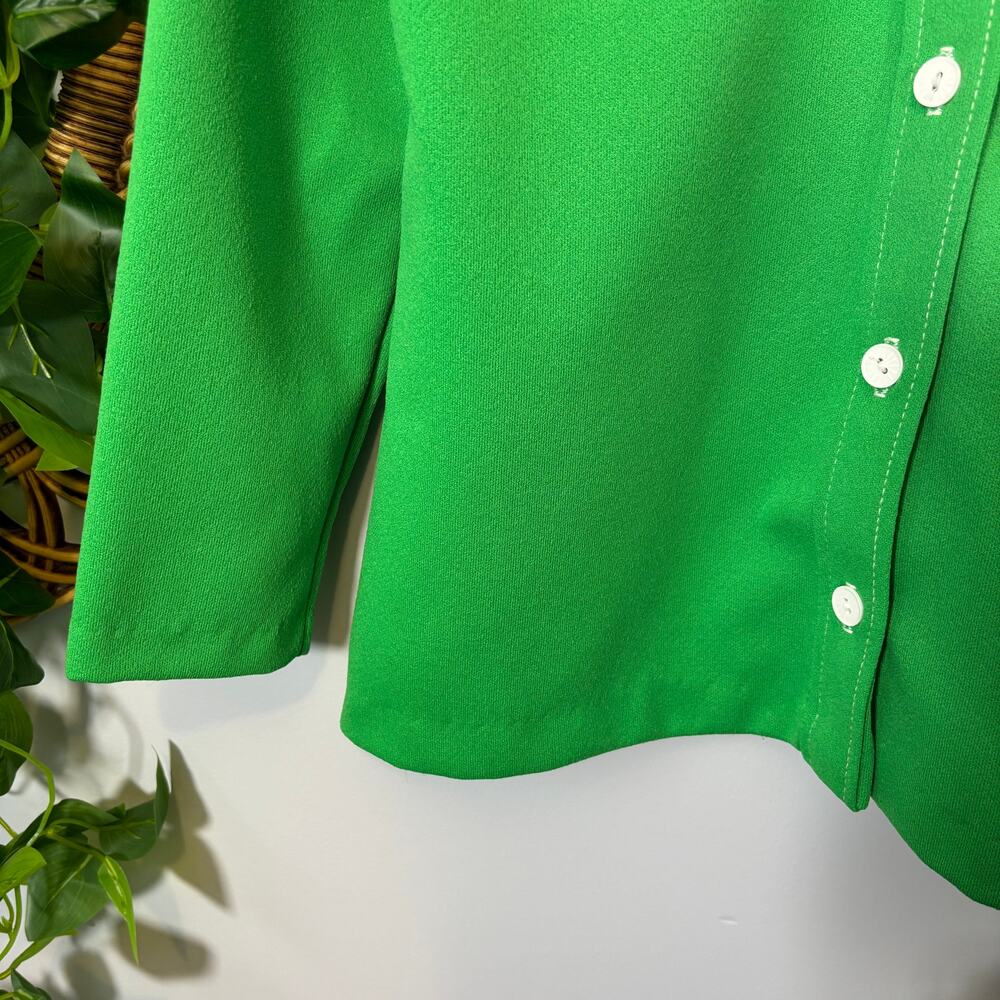 Bright Green Button Down Blouse Retro Classic Sta… - image 5
